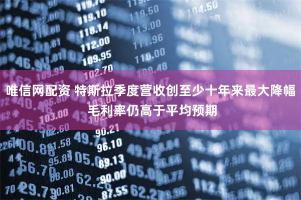 唯信网配资 特斯拉季度营收创至少十年来最大降幅 毛利率仍高于平均预期