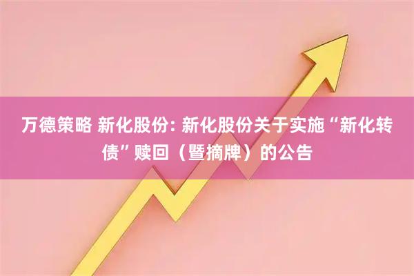 万德策略 新化股份: 新化股份关于实施“新化转债”赎回（暨摘牌）的公告